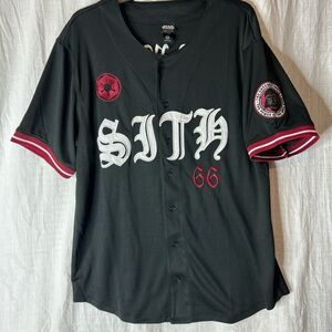 BoxLunch-exclusive Star Wars Sith Gothic Style Baseball Jersey red white Large